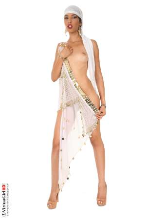 Stripper Picture of Jasmine Arabia - Ya Habibi means 'my love one' and is the most common term of endearment in Morocco. It comes in handy any time you see Jasmine Arabia and it's fun to say. Call her in her own native tongue to catch her attention and let her belly-dance her way toward you for the start of a romantic interlude that will have you wanting to stay in her homeland forever!