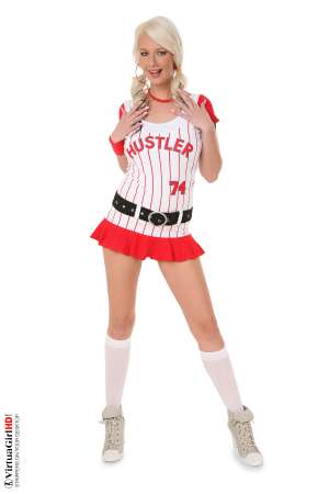 Stripper Picture of Alice Saint - There is something about tall blondes that drive men mad and one look at Alice Saint and those long legs will show you why! Mmmm....she looks so good in her pink see through nightie as her nipples get hard against the sheer material. Lucky for you she takes it all off in this super sexy show.