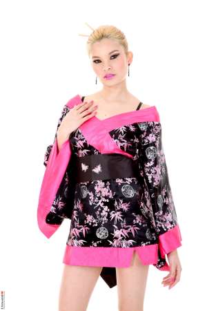 Stripper Picture of Miyuki Son - Miyuki Son is a sexy bleached blonde Japanese diva. She is 26 years old and loves the high fashion that Japan is known for. When she's not shopping for the latest looks Miyuki can be found dancing the night away in the trendiest clubs where all eyes are always on her. She describes herself as a skinny pierced and tattooed pornstar so definitely keep your eyes out for her!