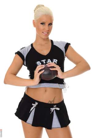 Stripper Picture of Blanche Bradburry - Blanche Bradburry is ready to burst onto the DeskBabe scene. She already has a huge legion of fans that can't get enough of her erotic stage show. Blanche is 24 years old and she hails from the Czech Republic. She loves lingerie tattoos piercings staying fit and stripping.