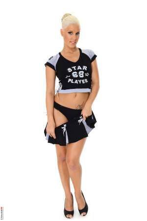 Stripper Picture of Blanche Bradburry - Blanche Bradburry is ready to burst onto the DeskBabe scene. She already has a huge legion of fans that can't get enough of her erotic stage show. Blanche is 24 years old and she hails from the Czech Republic. She loves lingerie tattoos piercings staying fit and stripping.