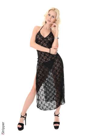 Stripper Picture of MS.Lynna - Ms.Lynna although of Swedish origin was born in the Czech Republic on 1st April 1985. Later she moved to Austria Belgium Germany Italy and United Kingdom currently lives in Slovakia. When living in London she started to attend courses of burlesque and pole-dance and this is where her hobby Striptease was born. Being naked in front of public and getting in direct contact with them without being ashamed of her body led to her being offered job for Playboy Croatia and later led her also to erotic modelling. Now you understand why she doesn't mind being topless when DJ-ing :-)