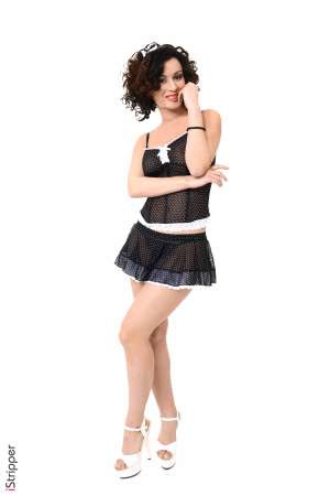 Stripper Picture of Pammie Lee - Love a woman with dark hair tattoos and big tits? Then be sure to catch every dance that Pammie Lee puts down. This 24 year old babe from Russia loves performing for the camera. Pammie was studying acting at University when she first started dancing at clubs to make a bit of extra money. The attention she got went straight to her head (and loins) as Pammie discovered that grinding around on stage got her horny! Wanting to explore her exhibitionist side more Pammie tried her hand at stripping and the rest is history! Now we are thrilled to feature her here on VirtuaGirl. When she's not on stage Pammie enjoys watching classic black and white movies at home while snuggling. She also enjoys date nights that include taking in the latest theatre productions and a nice nightcap before heading home to get in bed and play!