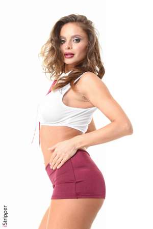 Stripper Picture of Angie Line - Angie Line is yet another stunning beauty that comes to us from the Czech Republic. In addition to being gorgeous Angie is incredibly smart and well read. She loves studying literature almost as much as she enjoys turning her fans on by stripping for them in private erotic shows. She says her best asset is her big and beautiful breasts and she also reports to us that a cool breeze is enough to make her nipples harden.