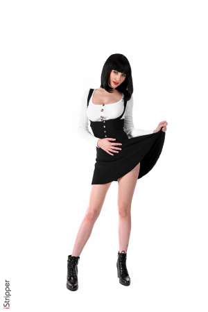 Stripper Picture of Skye Blue - Skye Blue comes from New York. She's 22 and already spent 2 years modeling! Skye is very slim with long legs short blond hair generous breast and clear blue eyes. She has worked for Playboy & Penthouse and love being naked and watched more than anything. Skye is sparkling natural generous funny and very appealing! We spent three incredible days with her! She particularly loved getting dressed & disguised in our studios and reserves you some adorable surprises...