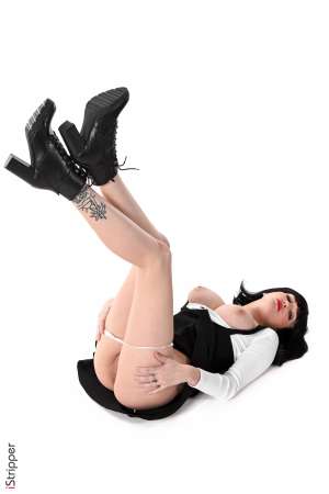 Stripper Picture of Skye Blue - Skye Blue comes from New York. She's 22 and already spent 2 years modeling! Skye is very slim with long legs short blond hair generous breast and clear blue eyes. She has worked for Playboy & Penthouse and love being naked and watched more than anything. Skye is sparkling natural generous funny and very appealing! We spent three incredible days with her! She particularly loved getting dressed & disguised in our studios and reserves you some adorable surprises...