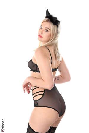 Stripper Picture of Sandra Blonde - Sandra is 22 she comes from Kiev Ukraine where shes studies economics. Sandra's body is voluptuous; her sweet & clear skin is an invitation to caress her and her lips a promise of pleasure. She's quite tall but still love wearing high heels :) She spent a lot of time in our dressing room amazed by the huge choice of sexy outfits she could wear :) The result is a great range of styles that she embodies like any one else!