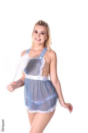 Stripper Picture of Sandra Blonde - Sandra is 22 she comes from Kiev Ukraine where shes studies economics. Sandra's body is voluptuous; her sweet & clear skin is an invitation to caress her and her lips a promise of pleasure. She's quite tall but still love wearing high heels :) She spent a lot of time in our dressing room amazed by the huge choice of sexy outfits she could wear :) The result is a great range of styles that she embodies like any one else!