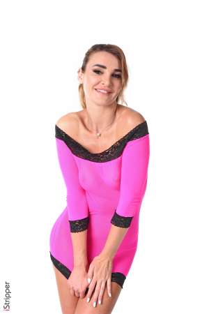 Stripper Picture of Milena - Milena is from Moscow where she's born 26 years ago. She started her career as a model a few years ago and she does it for pleasure (both her and ours :-P) Milena loves to travel meet new people discover new dishes and explore each country's fashion! And she absolutely adooooored our dressing room! And for good reason! Milena can wear any style from the finest lingerie to the most sophisticated evening dress or mini denim skirts ... a real treat for the eyes