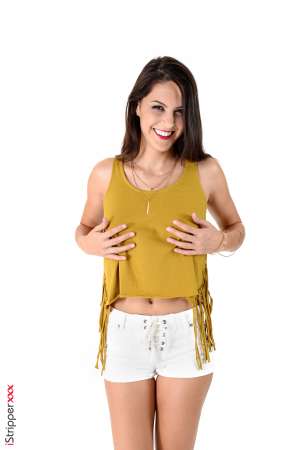 Stripper Picture of Carolina Abril - Carolina Abril is a fantastic brunette from Tenerife Canary Island Spain. She has exactly the temper of an islander! Full of energy jovial loving & friendly! She's just 25 and started her career in 2012. She has a piercing on her tongue and one on her navel. She poses very well and gives off a lot of sensuality and delicatessen.