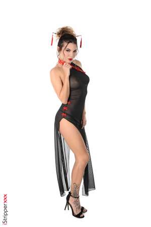 Stripper Picture of Vanessa Decker - Vanessa Decker is a complete exhibitionist as well as artist and she says on stage her two personalities come to life. Vanessa began putting on performance art shows about 8 years ago but she wanted to get even more intimate with her audience. She came across DeskBabes one night online and decided to set her sites on dancing for us. It was four years ago - and she came back for our biggest pleasure in late 2018. Vanessa thank you for sharing that hot body in all its perfection with us and the world.