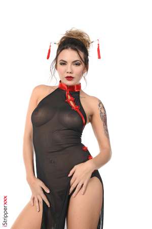 Stripper Picture of Vanessa Decker - Vanessa Decker is a complete exhibitionist as well as artist and she says on stage her two personalities come to life. Vanessa began putting on performance art shows about 8 years ago but she wanted to get even more intimate with her audience. She came across DeskBabes one night online and decided to set her sites on dancing for us. It was four years ago - and she came back for our biggest pleasure in late 2018. Vanessa thank you for sharing that hot body in all its perfection with us and the world.